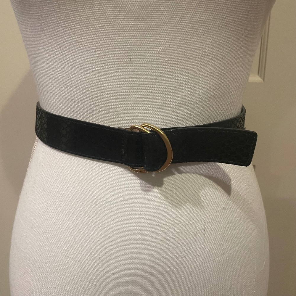 St. John D-Rink Black Snakeskin Belt